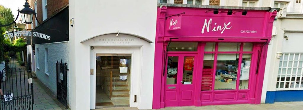 Minx Beauty & Beyond shop front - Kensington, London